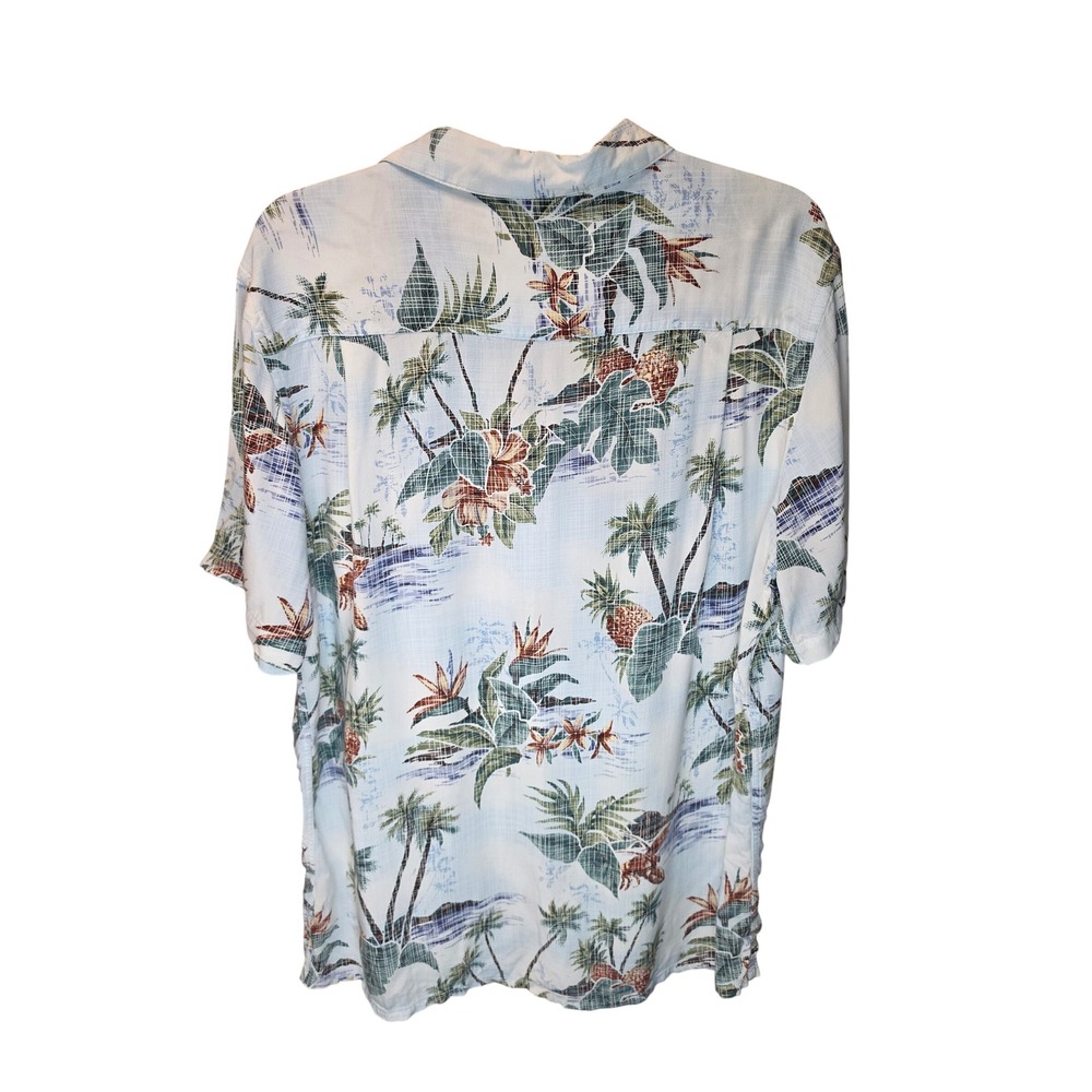 Campia Moda Mens Large Tropical Palm Pineapple Rayon Camp Shirt - Picture 3 of 4